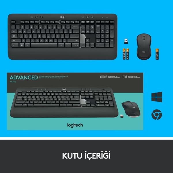 Logitech MK540 ADVANCED Kablosuz Türkçe Klavye Mouse Seti - Siyah